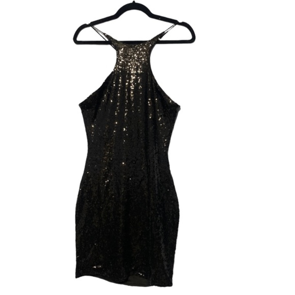 Black sequin mini dress